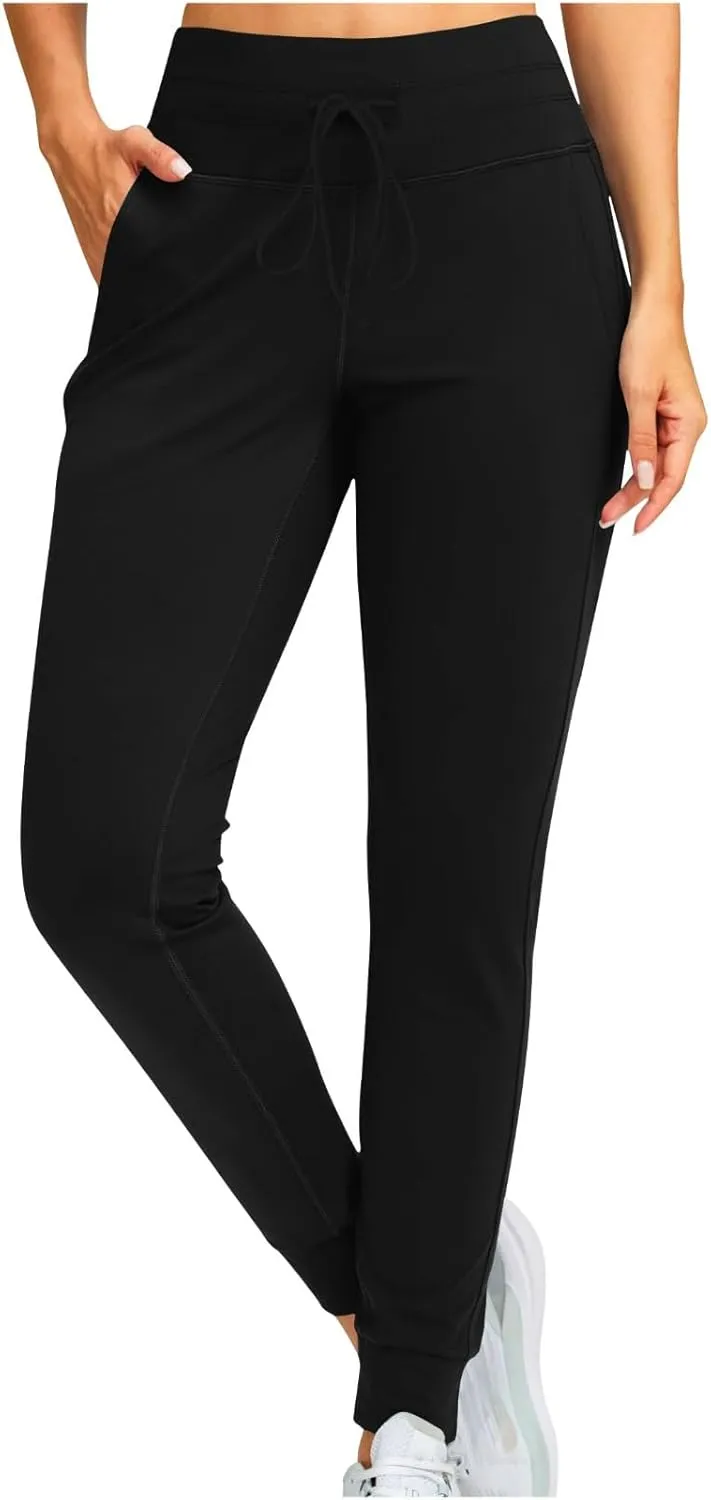Women's Fleece Lined Jogger Pants High Waisted Athleisure Yoga Leggings Thermal Lounge Sweatpants Travel Hiking Pants