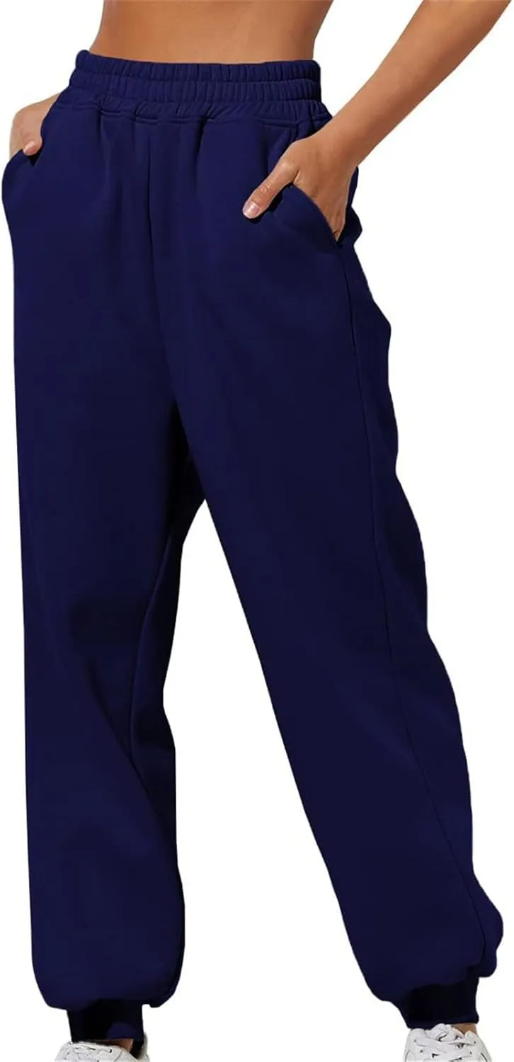 Womens Fleece Lined Sweatpants Women Printed Casual Pants Sports Closed Waist Elastic Waist Casual Loose Sweatpants