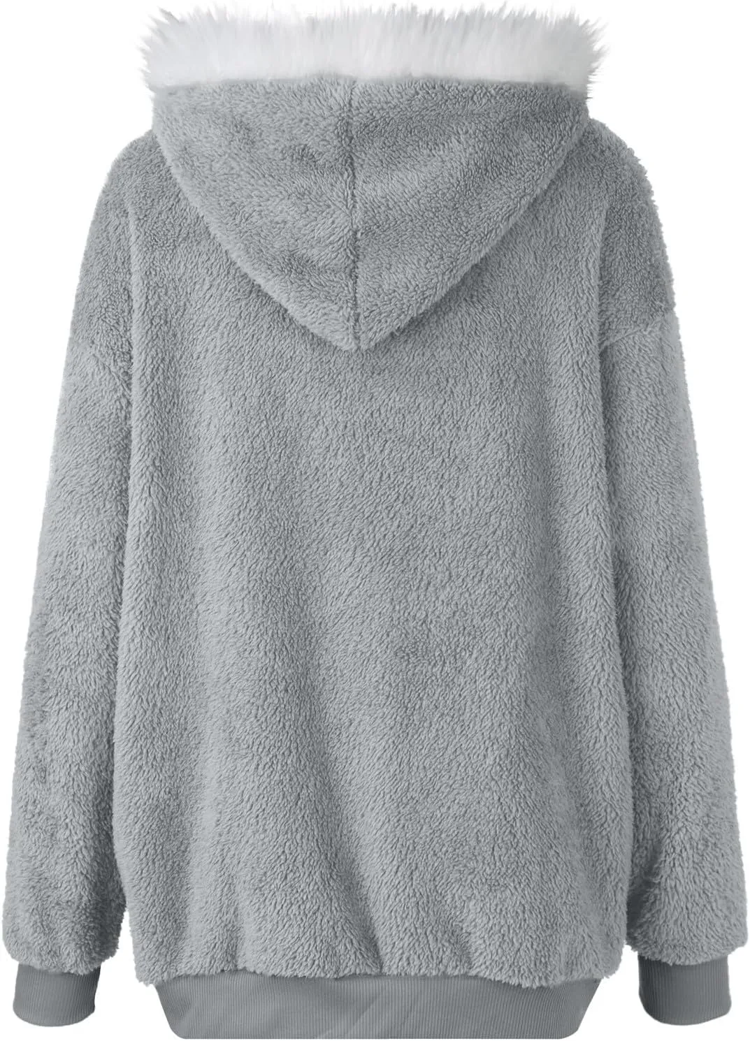 Womens Full Zip Up Sherpa Hoodie Fuzzy Fleece Jackets Oversized Fluffy Coat with Pockets S-5Xl