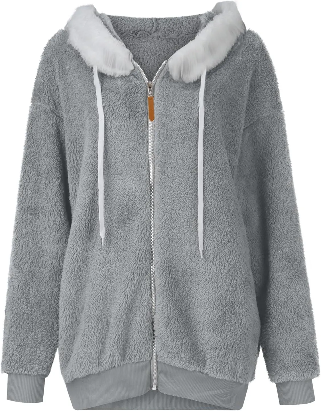 Womens Full Zip Up Sherpa Hoodie Fuzzy Fleece Jackets Oversized Fluffy Coat with Pockets S-5Xl