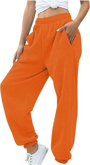 Womens High Waisted Sweatpants Baggy Cinch Bottom Joggers Thickened Track Lounge Running Pants Loose Athletic Clothes