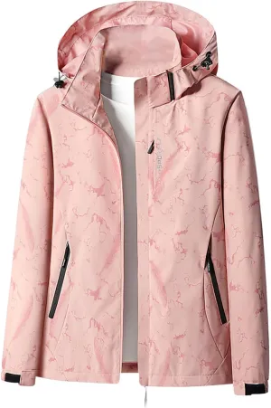 Womens Hooded Solid Rain Jackets Winter Waterproof Hiking Travel Jacket Coats 2024 Outdoor Shell Raincoat With Pocket