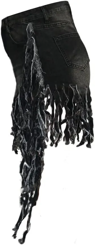 Women's Jean Shorts Plus Size Summer High Waisted Stretchy Frayed Raw Hem Tassele Denim Shorts