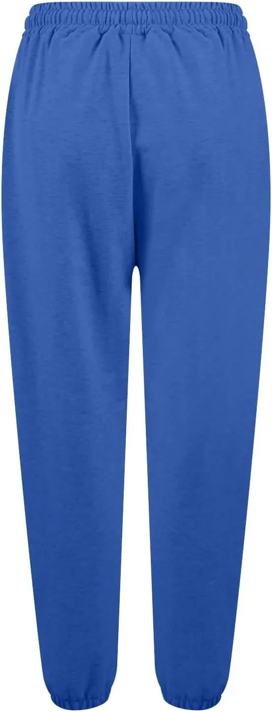 Womens Joggers with Pockets Elastic High Waisted Fleece Sweatpants Y2k Drawstring Athletic Lounge Sweat Pants