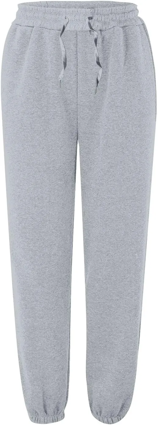 Womens Joggers with Pockets Fleece Baggy Sweatpants High Waisted Lounge Workout Ankle Athletic Pull On Jogger Pants