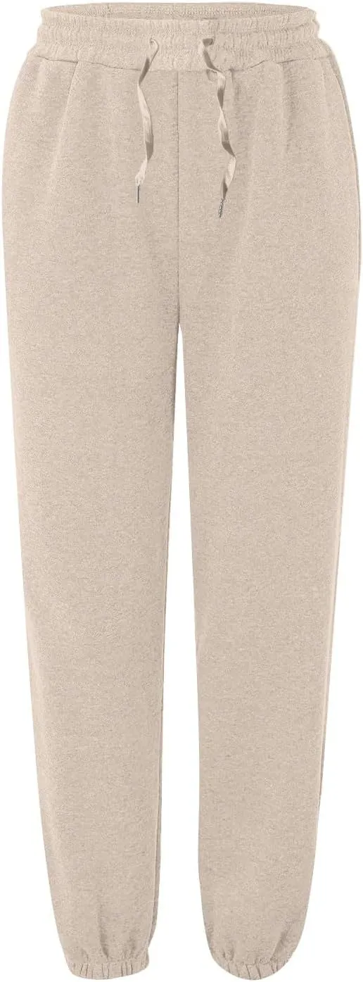 Womens Joggers with Pockets Fleece Baggy Sweatpants High Waisted Lounge Workout Ankle Athletic Pull On Jogger Pants