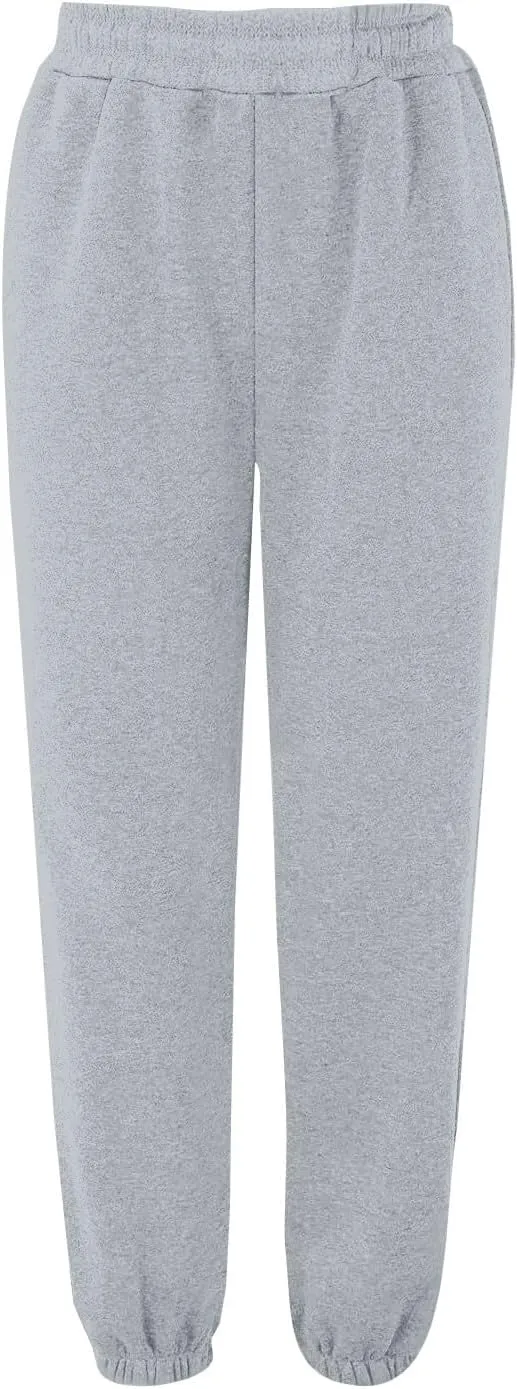 Womens Joggers with Pockets Fleece Baggy Sweatpants High Waisted Lounge Workout Ankle Athletic Pull On Jogger Pants