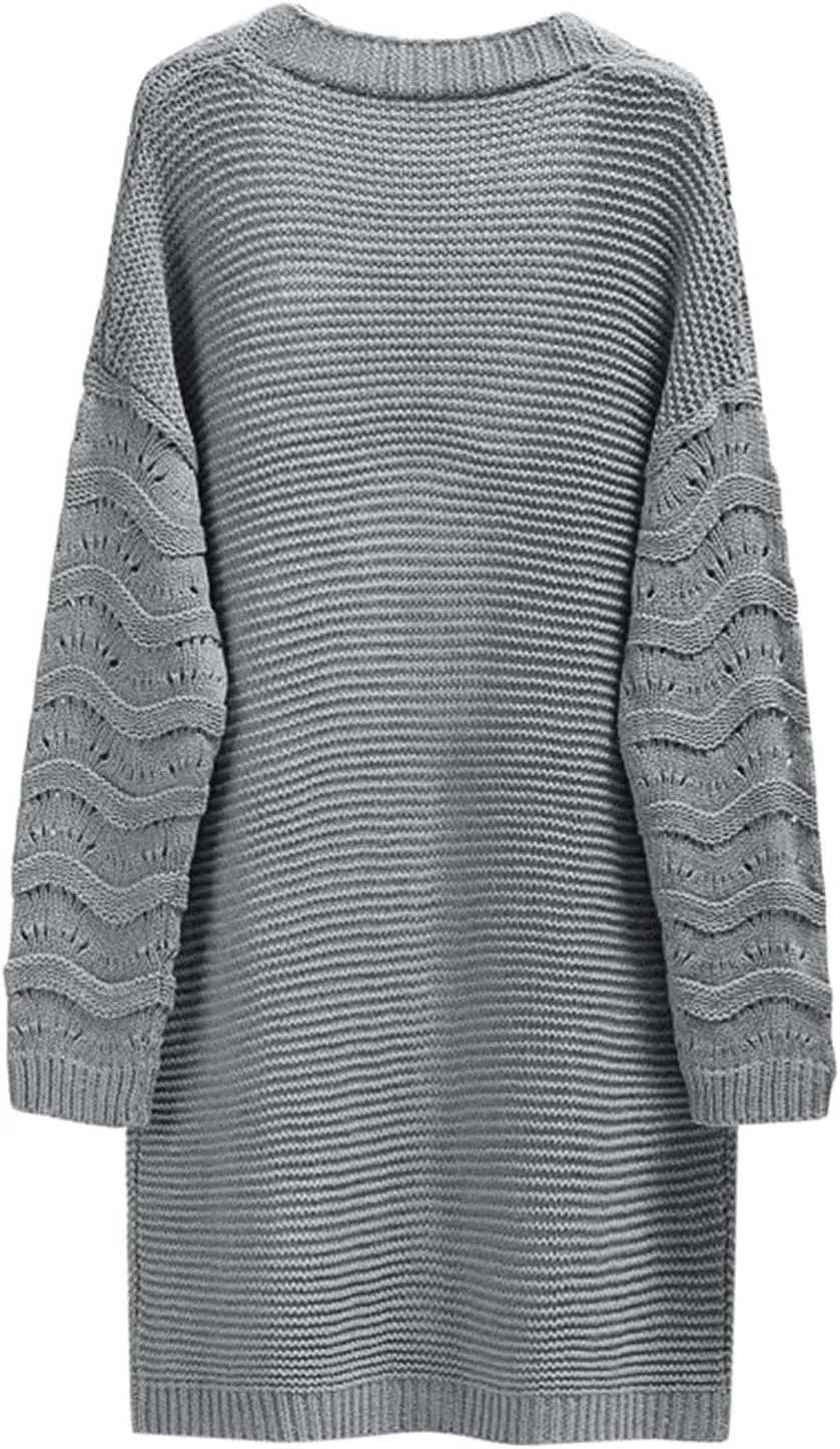 Womens Long Cardigan Sweater Casual Loose Cable Knit Cardigans Oversized Open Front Long Sleeve Sweater Winter Coat