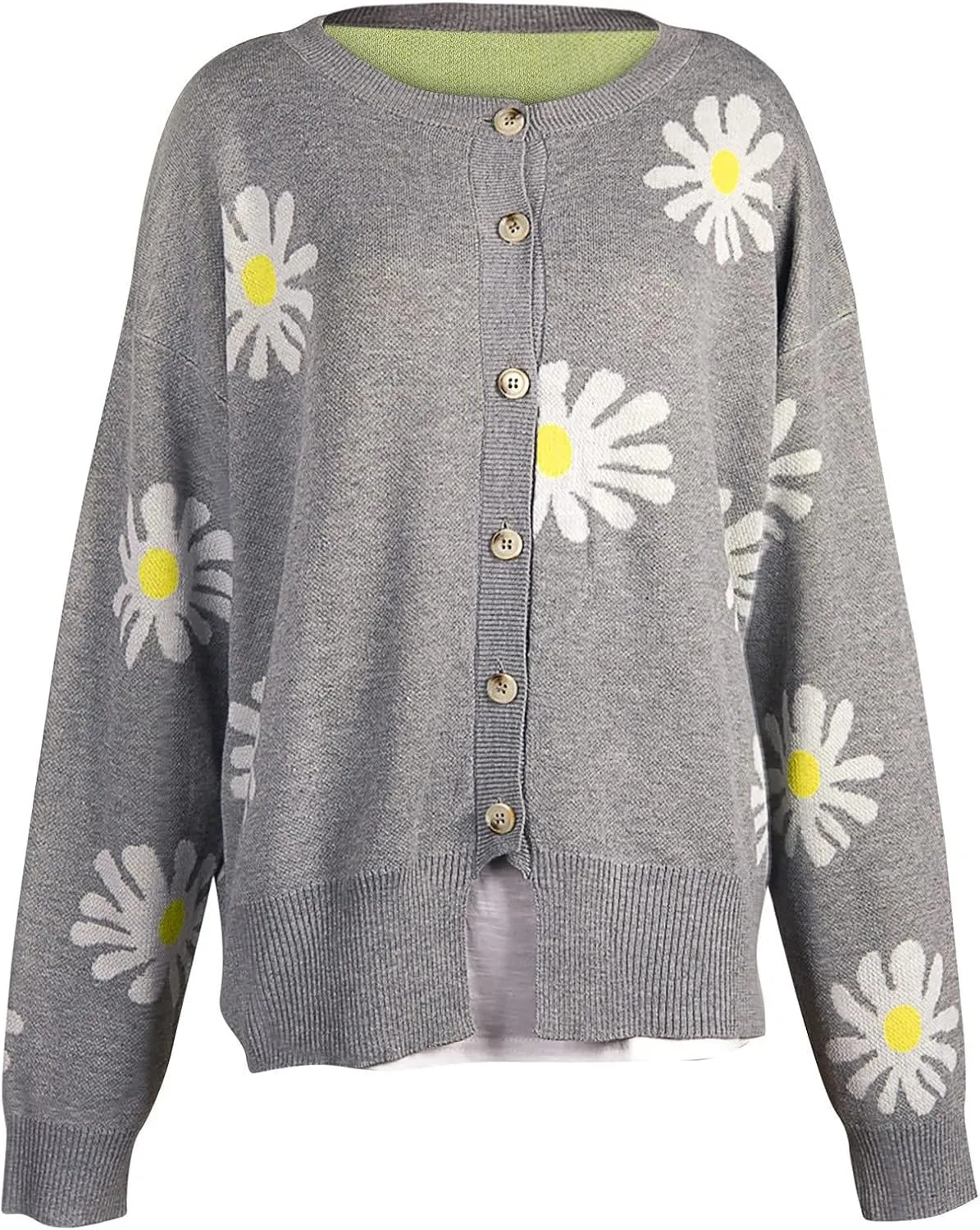 Women's O-Neck Long Sleeve Ribbed Knit Sweater Casual Sweater Warm Top Long Sweater Cardigan Vest