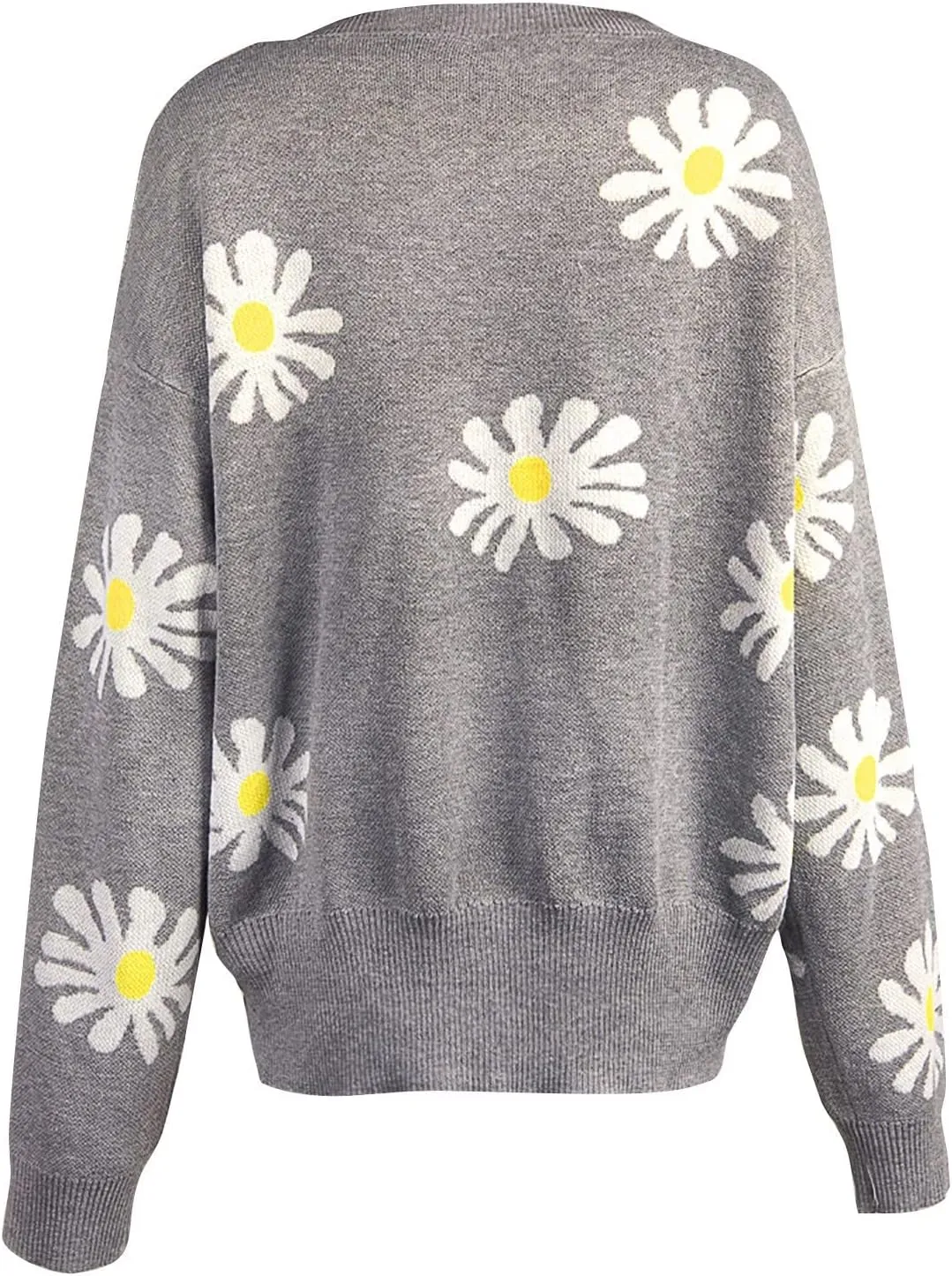 Women's O-Neck Long Sleeve Ribbed Knit Sweater Casual Sweater Warm Top Long Sweater Cardigan Vest