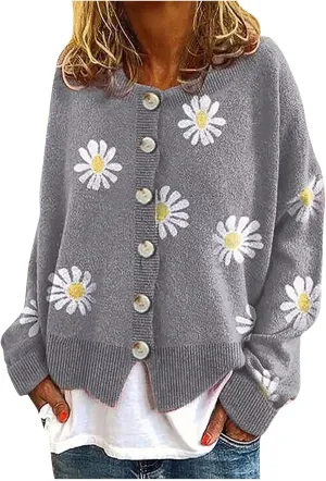 Women's O-Neck Long Sleeve Ribbed Knit Sweater Casual Sweater Warm Top Long Sweater Cardigan Vest