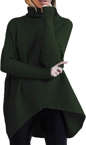 Women's Oversized Turtleneck Sweaters Batwing Long Sleeve Casual Cozy Baggy Knit Pullovers Tunic Fall Outfits