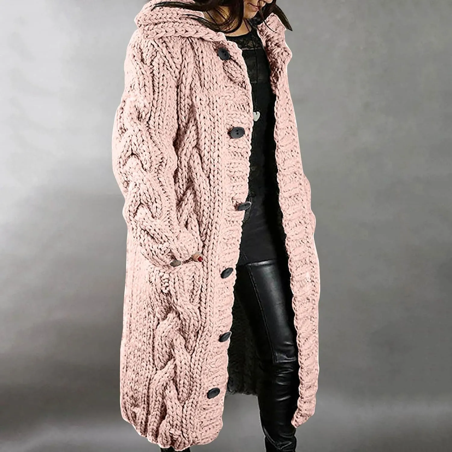 Womens Plus Size Cable Knit Sweaters Cardigans Fall Open Front Cardigan Sweaters Outerwear Chunky Cardigan Long Coat