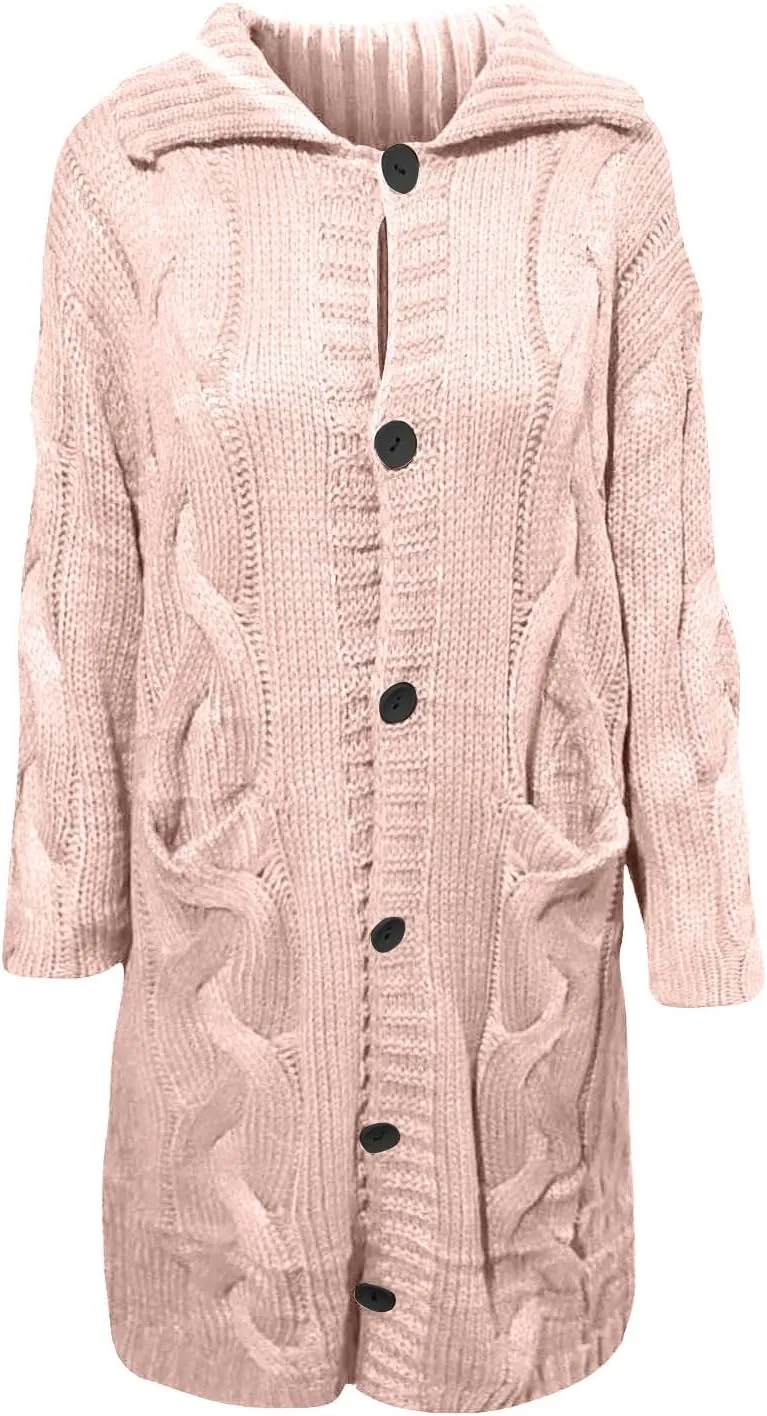 Womens Plus Size Cable Knit Sweaters Cardigans Fall Open Front Cardigan Sweaters Outerwear Chunky Cardigan Long Coat