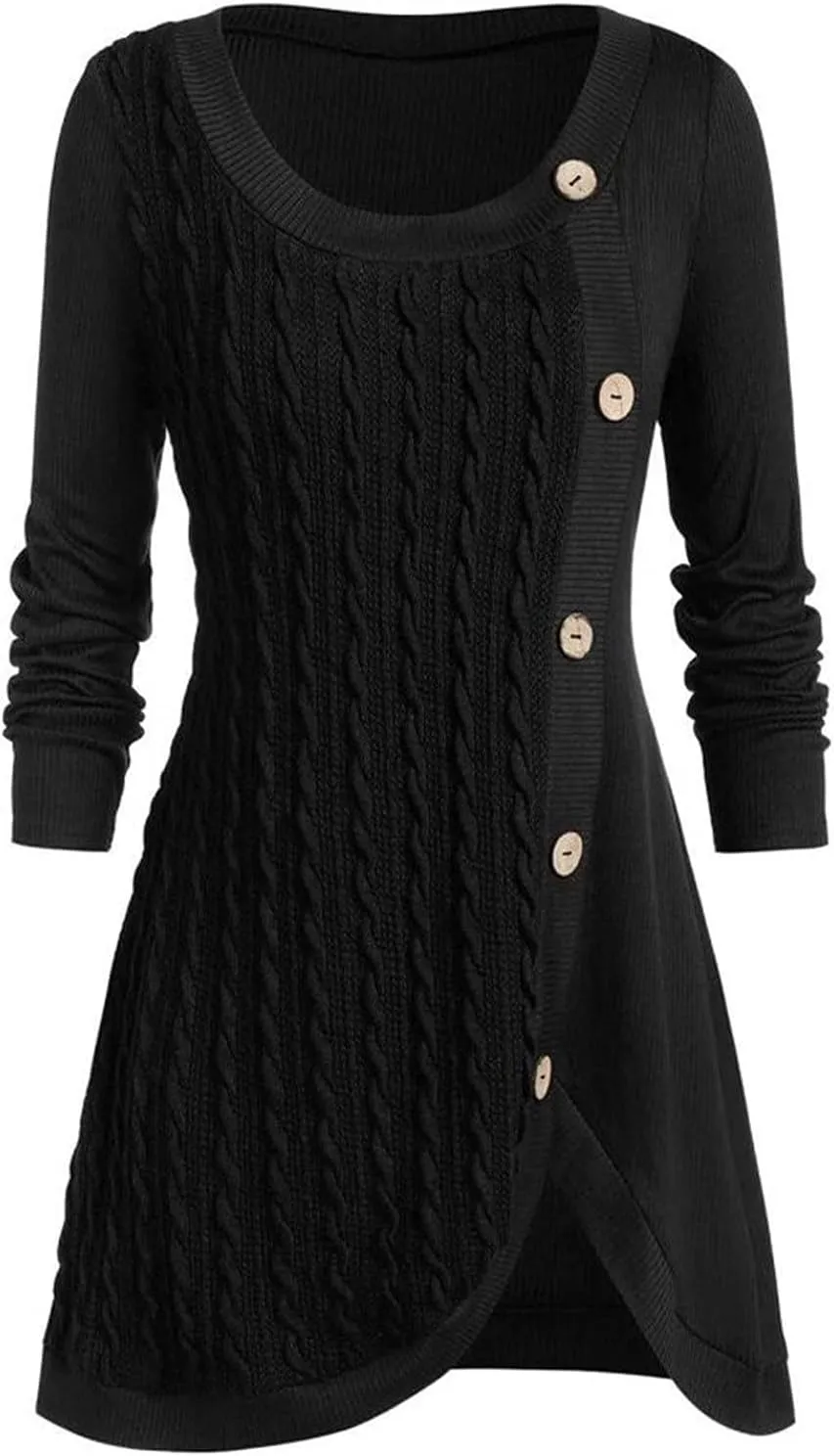 Women's Plus Size Crewneck Casual Asymmetric Sweaters Ribbed Knitted Jumper Fashion Pullover Sweater Top Cotton