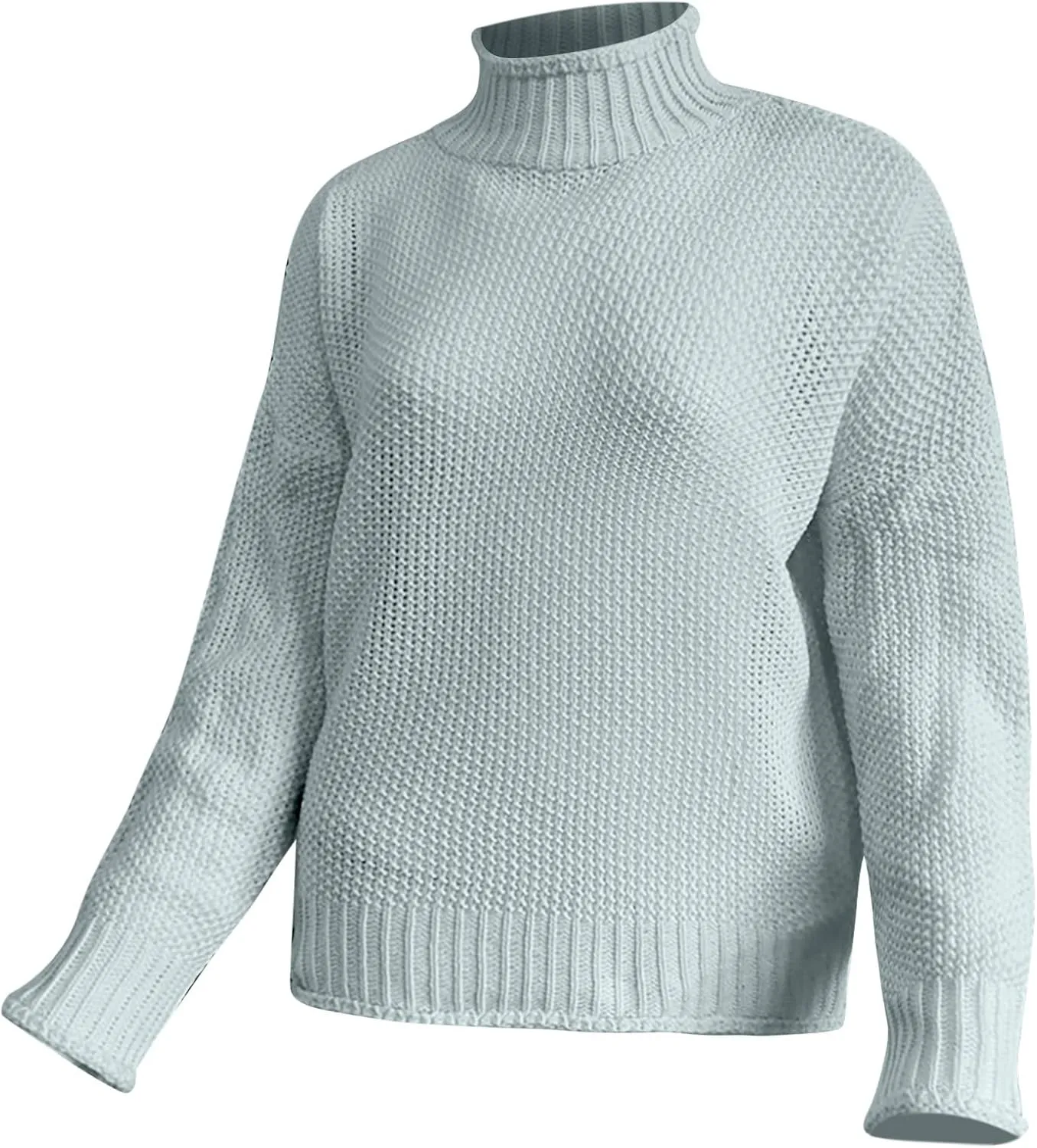 Womens Plus Size Sweater Solid Color Tops, Long-Sleeved Turtleneck Sweaters, Fall Fuzzy Knit Warm Pullover Sweater