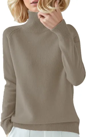Women's Ribbed Turtleneck Sweater Solid Long Sleeve Knitted Sweater Tops Loose Basic Thicken Warm Pullover Jumpers