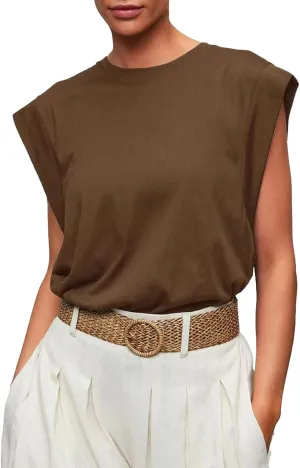 Women's Round Neck Loose Short Sleeve T Shirt Vest Fashion Casual Top Casual Summer Top