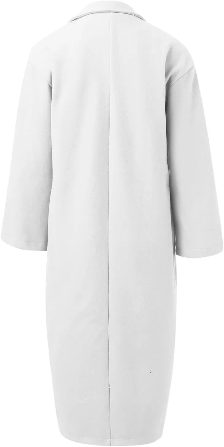 Womens Single Breasted Wool Blend Coat Shawl Collar Overcoat Trench Jackets