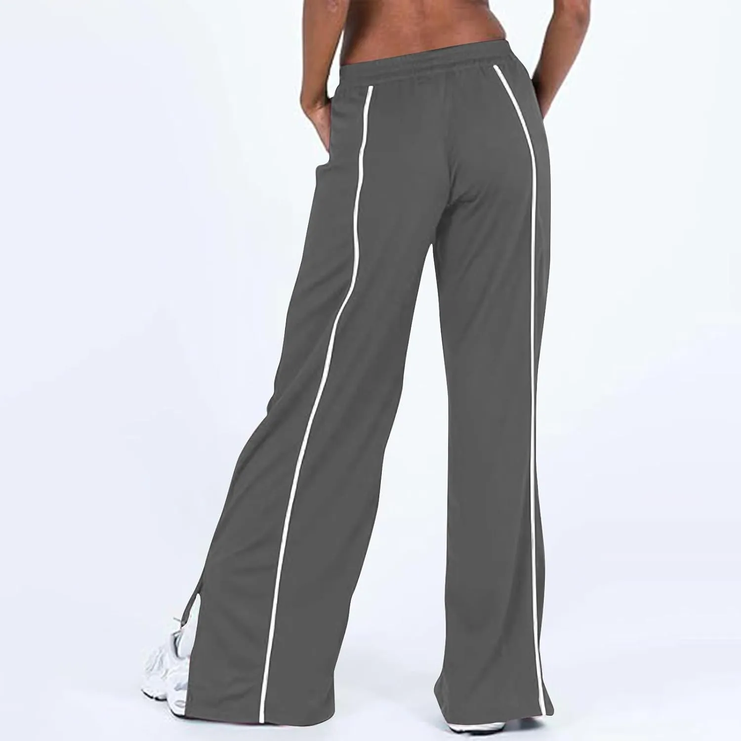 Women's Soft Sweatpants Elastic Stripe Lounge Pants Wide Leg Baggy Sweat Pants High Waisted Track Pants Joggers