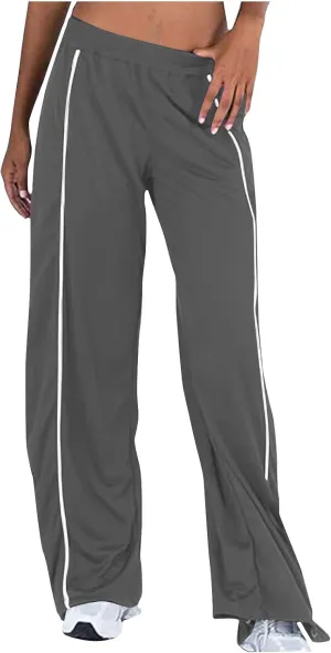 Women's Soft Sweatpants Elastic Stripe Lounge Pants Wide Leg Baggy Sweat Pants High Waisted Track Pants Joggers