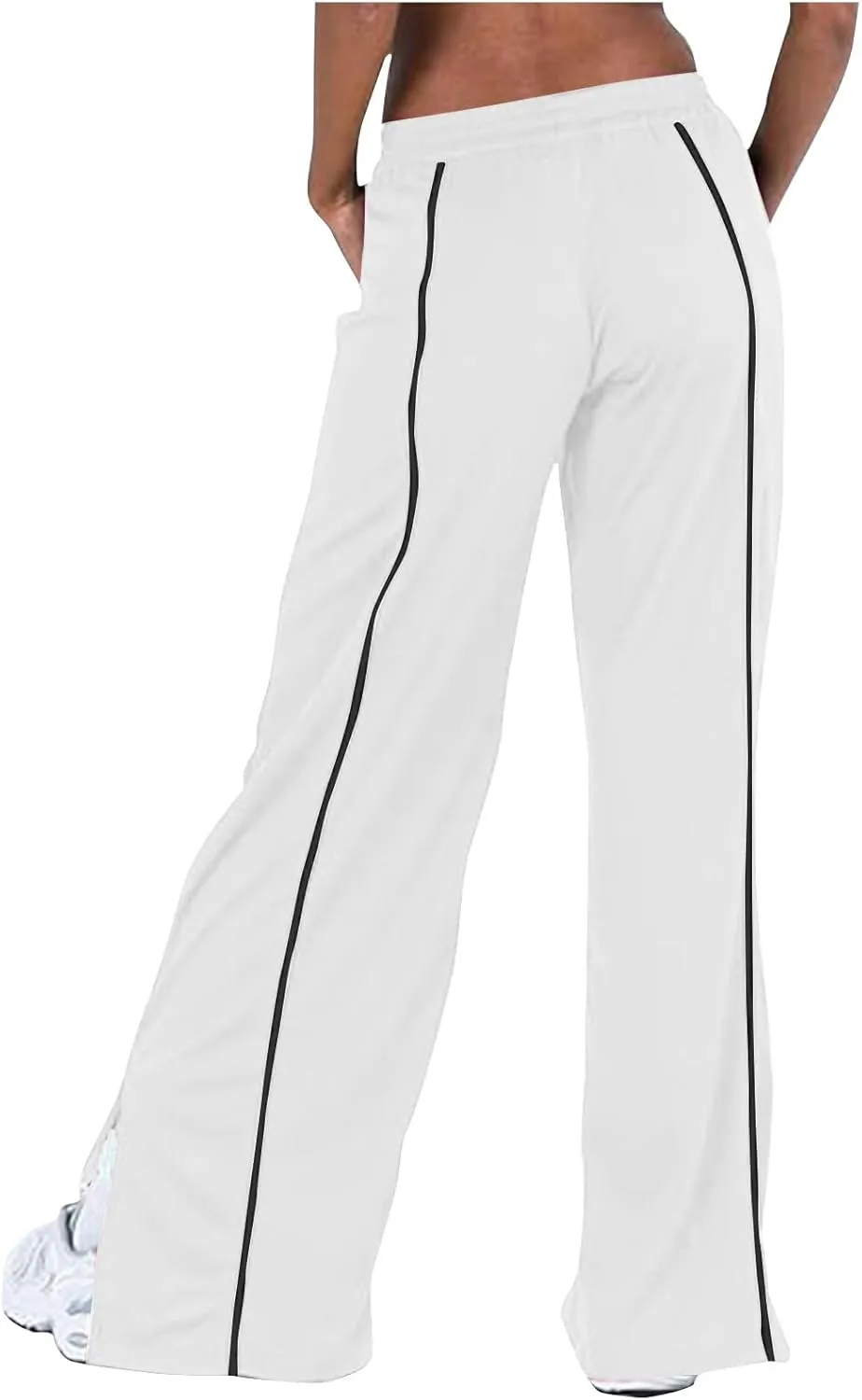 Women's Soft Sweatpants Elastic Stripe Lounge Pants Wide Leg Baggy Sweat Pants High Waisted Track Pants Joggers