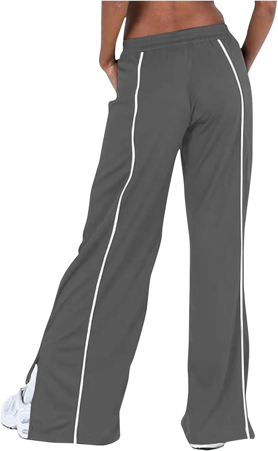 Women's Soft Sweatpants Elastic Stripe Lounge Pants Wide Leg Baggy Sweat Pants High Waisted Track Pants Joggers