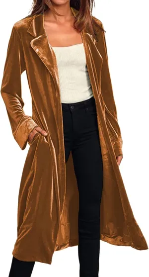 Women's Spring Coat Velvet Loose Elastic Coat Long Outwear Coats Long Casual Coat Business Work Cardigan for Women