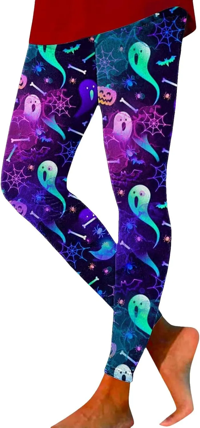Women's Sugar Halloween Leggings Halloween Print Collection High Waist Women Leggings Printed Halloween Stretchy