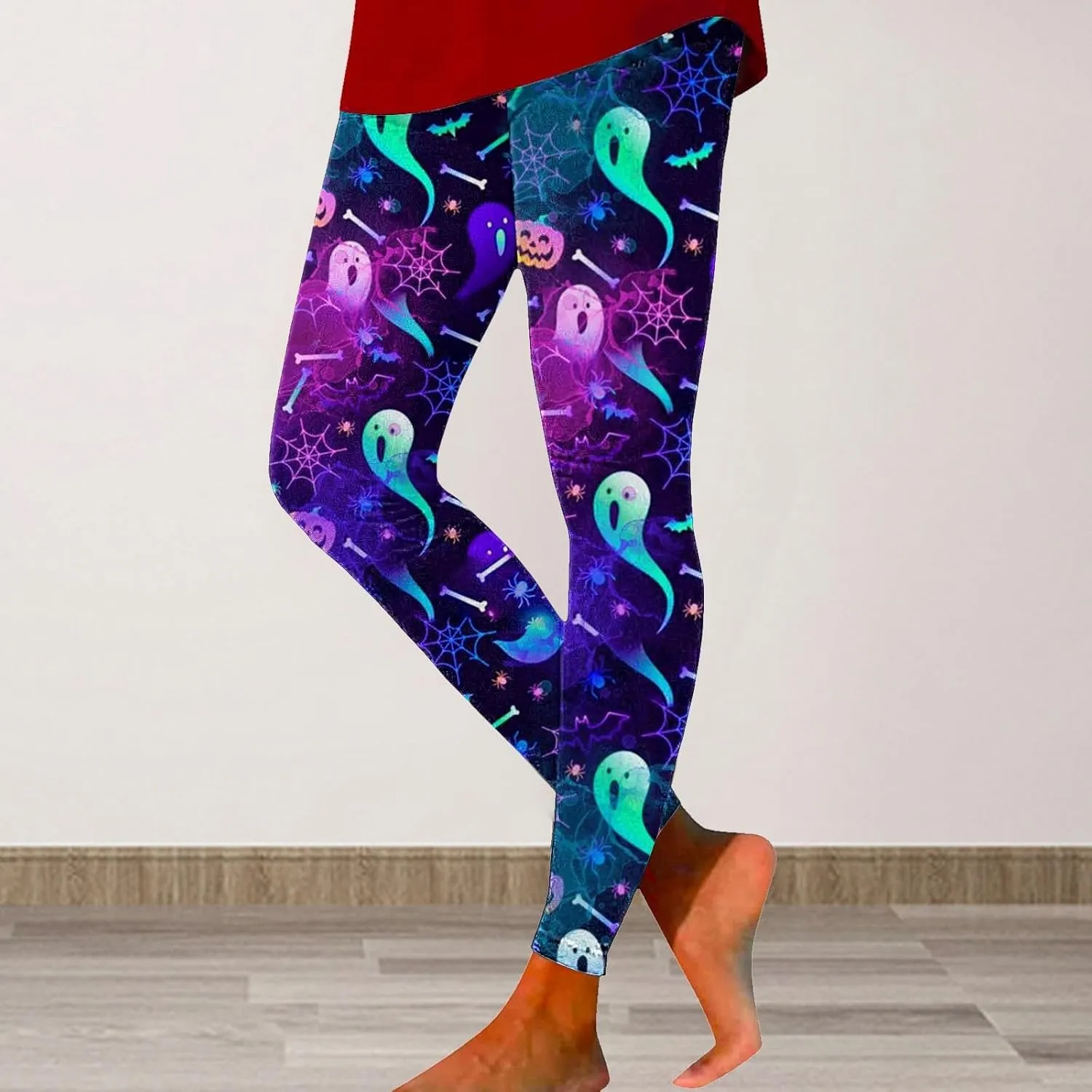 Women's Sugar Halloween Leggings Halloween Print Collection High Waist Women Leggings Printed Halloween Stretchy