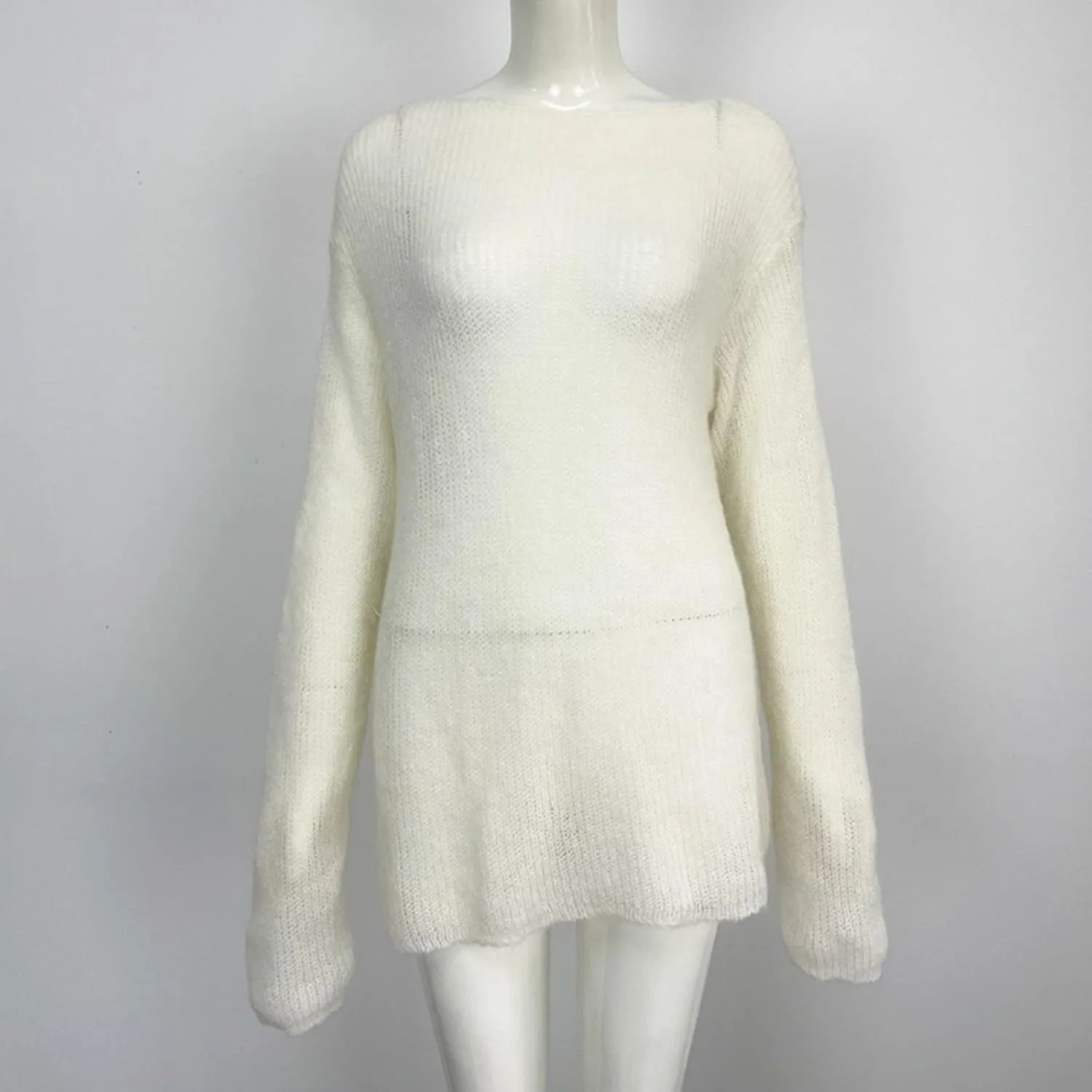 Women's Sweaters Fall Winter Casual Trendy High Neck Long Sleeve Loose Knit Split Oversized Sweater, S-4XL