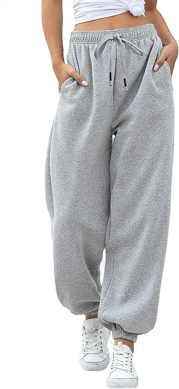 Womens Sweatpants 2024 High Waisted Baggy Sweatpants Joggers Sport Active Workout Jogger Pants with Pocket Trousers
