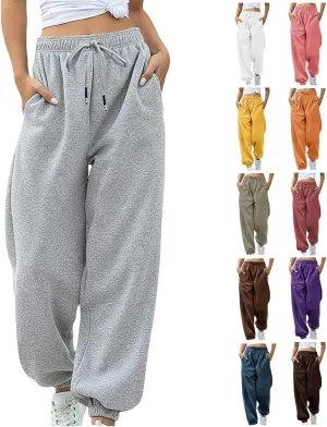Womens Sweatpants 2024 High Waisted Baggy Sweatpants Joggers Sport Active Workout Jogger Pants with Pocket Trousers