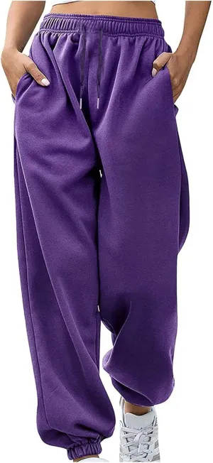 Womens Sweatpants 2024 High Waisted Baggy Sweatpants Joggers Sport Active Workout Jogger Pants with Pocket Trousers