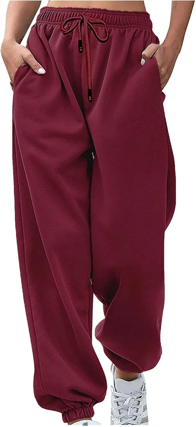 Womens Sweatpants 2024 High Waisted Baggy Sweatpants Joggers Sport Active Workout Jogger Pants with Pocket Trousers