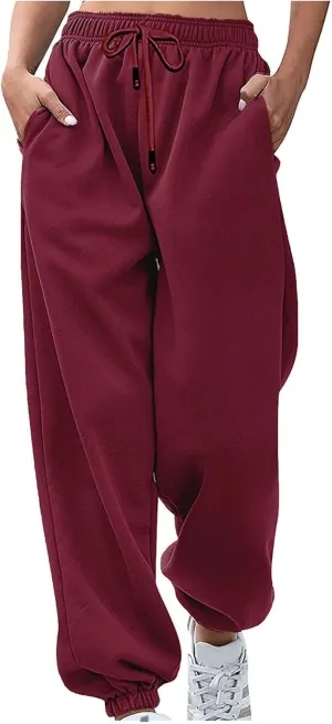 Womens Sweatpants 2024 High Waisted Baggy Sweatpants Joggers Sport Active Workout Jogger Pants with Pocket Trousers
