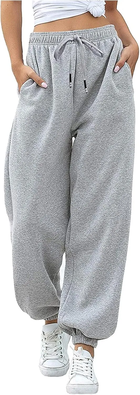 Womens Sweatpants 2024 High Waisted Baggy Sweatpants Joggers Sport Active Workout Jogger Pants with Pocket Trousers