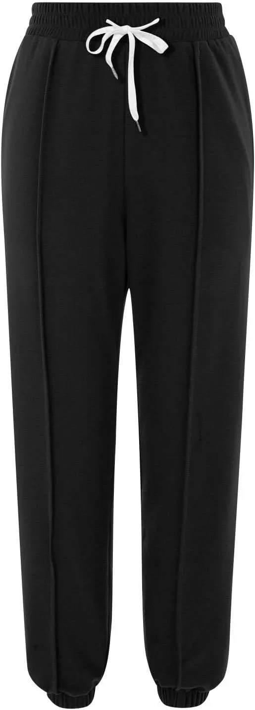 Women's Sweatpants Drawstring Cinch Bottom Yoga Joggers Lightweight Fleece Joggers Casual Cute Sweatpants with Pockets
