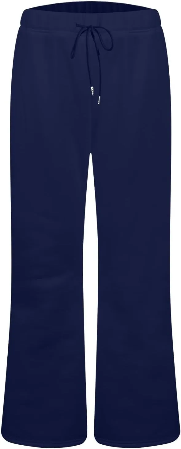 Womens Sweatpants Elastic High Waisted Fleece Lined Joggers with Pockets Baggy Wide Leg Flare Sweatpants