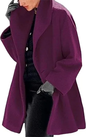 Womens Trench Coat Long Wool Blend Coats Single Breasted Jackets Fall Winter Casual Shawl Collar Overcoat Outerwear