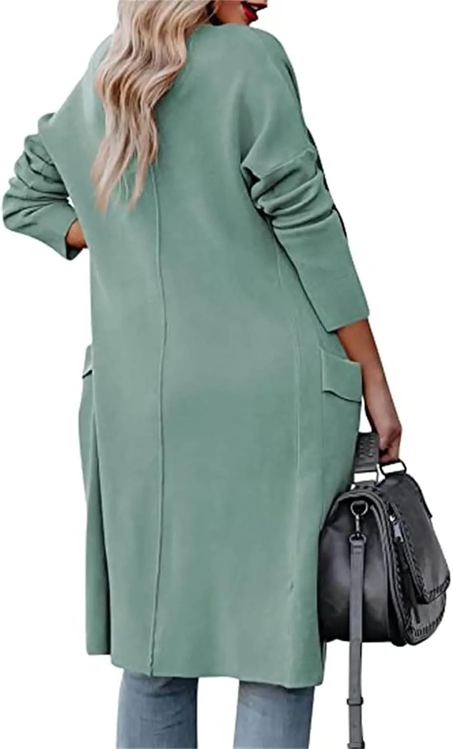 Womens Trench Coats Cardigan Jacket Lapel Open Front Jacket Wool Blend Coat Lightweight Winter Jackets for Women