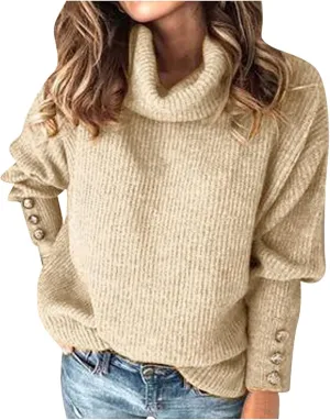 Womens Turtleneck Chunky Pullover Oversized Sweaters Cowl Neck Long Sleeve Winter Slouchy Loose Knit Sweaters Trendy