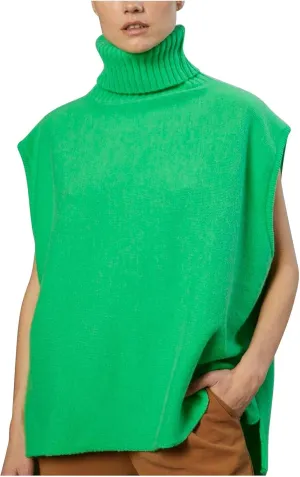 Women's Turtleneck Sweater Fashion Solid Sleeveless Fall Tops Oversized Sweatshirt Loose Casual Knitwear Pullover