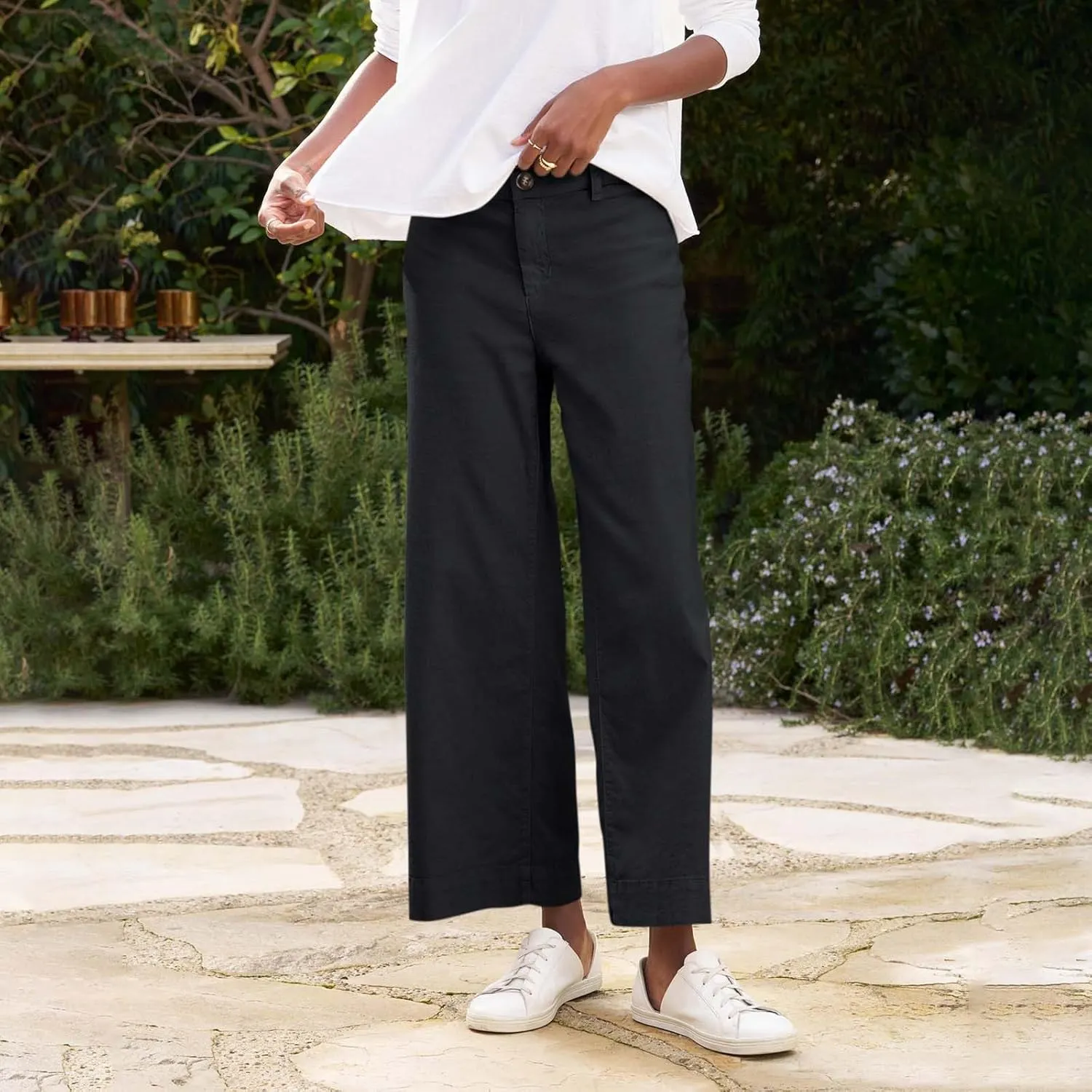 Women's Wide Leg Casual Long Pants High Elastic Waisted Business Office Trousers Straight Leg Dress Pants with Pocket