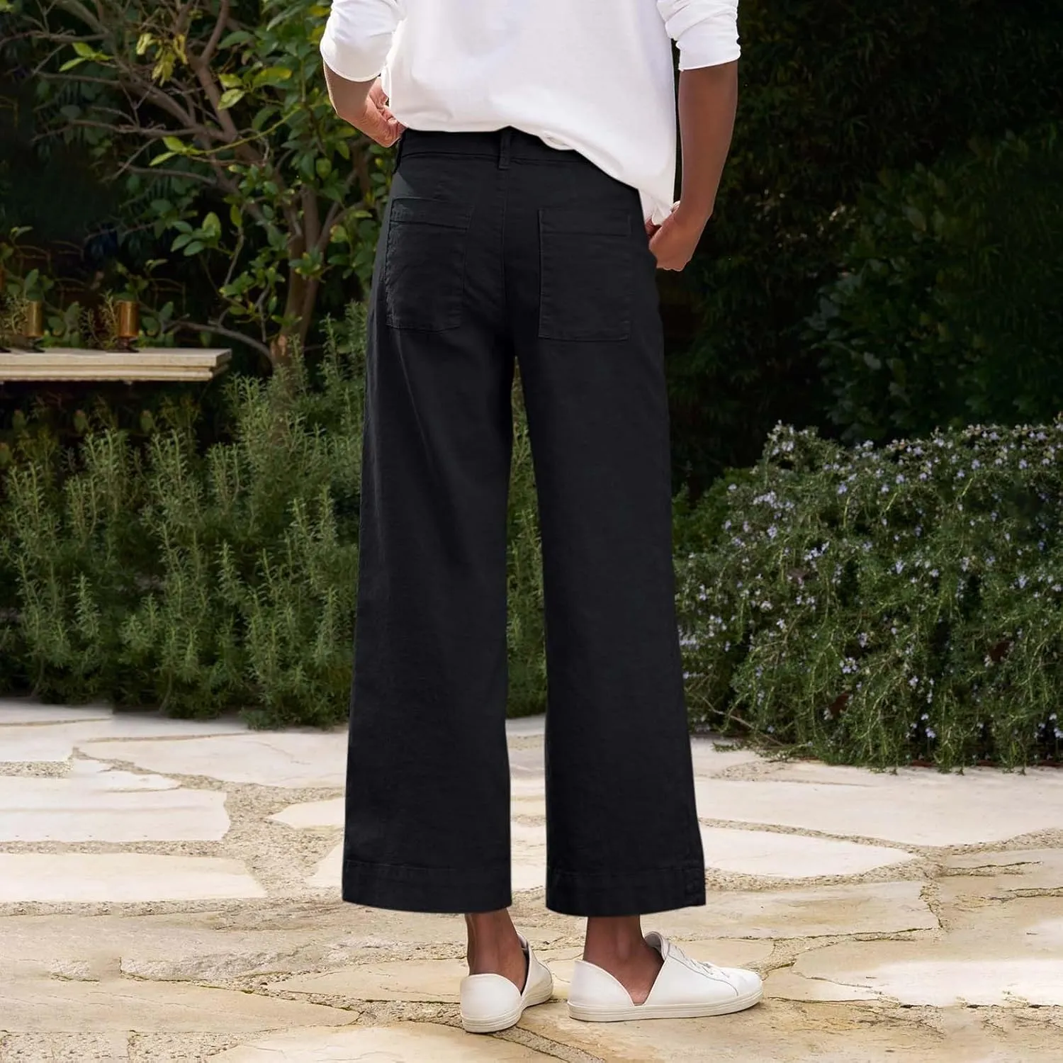 Women's Wide Leg Casual Long Pants High Elastic Waisted Business Office Trousers Straight Leg Dress Pants with Pocket