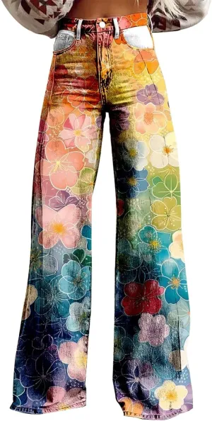 Womens Wide Leg Yoga Pants Size Printed Casual Pants Womens Jogger Sweatpants Women Wide Leg Drawstring
