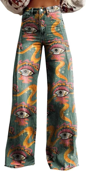 Womens Wide Leg Yoga Pants Size Printed Casual Pants Womens Jogger Sweatpants Women Wide Leg Drawstring