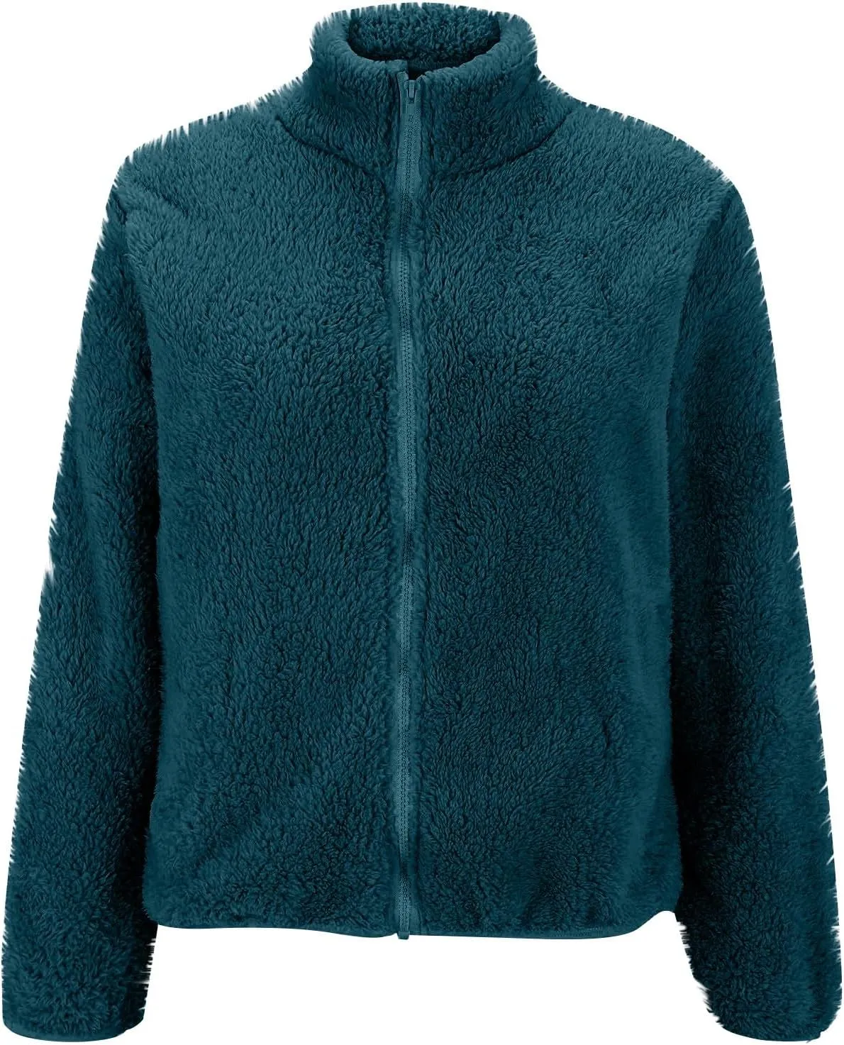 Women's Winter Fleece Sweatshirt Jacket Full Zip Sherpa Fur Hooded Jacket Lightweight Shaggy Teddy Coat Outerwear