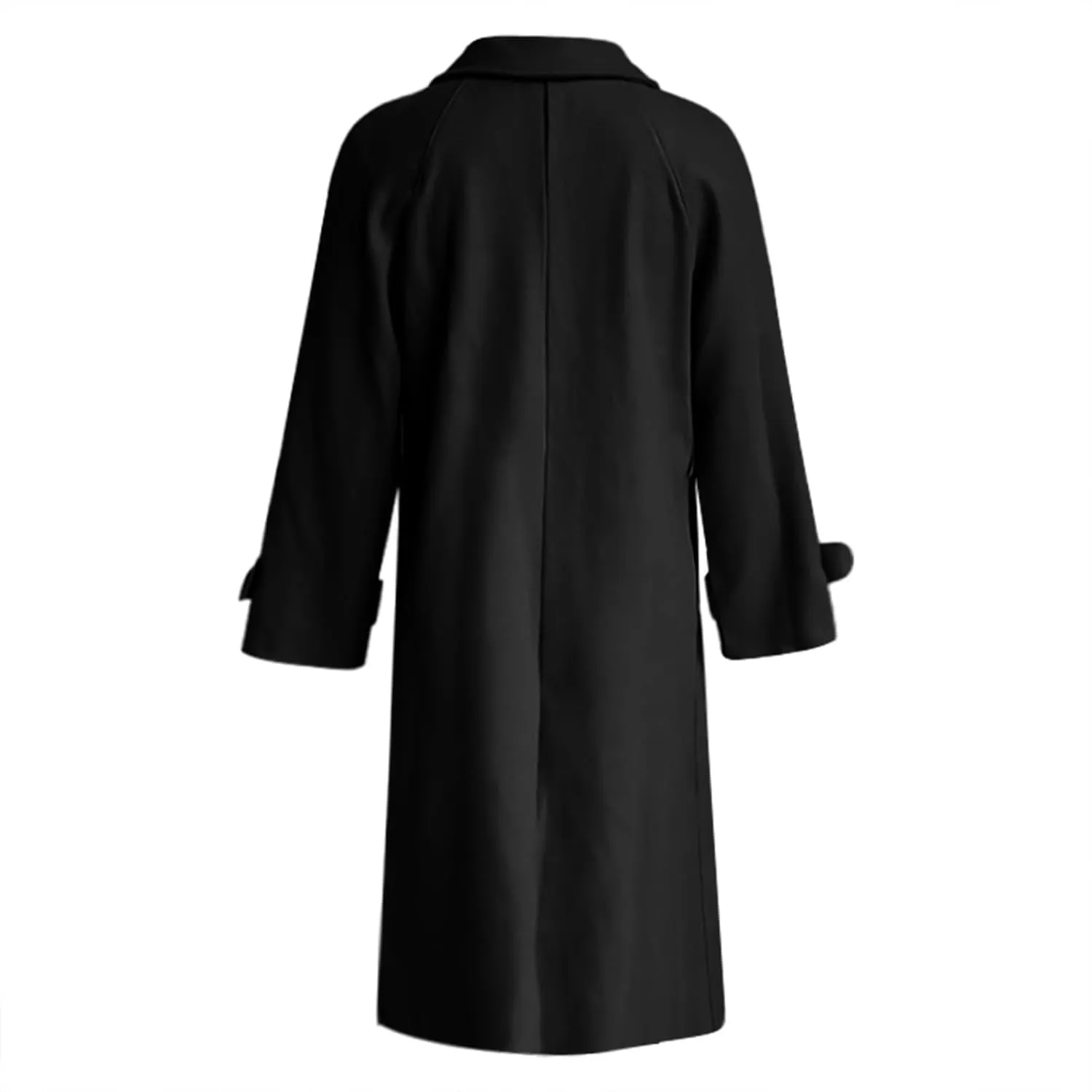 Women's Wool Blend Lapel Collar Double Breasted Coats Winter Pea Overcoat Pocketed Outwear