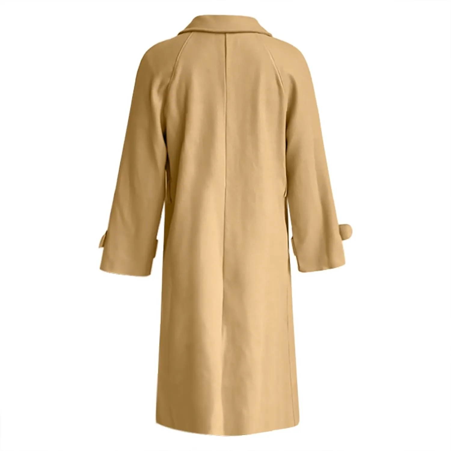 Women's Wool Blend Lapel Collar Double Breasted Coats Winter Pea Overcoat Pocketed Outwear